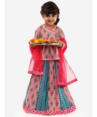 pink BELA PEPLUM CHOLI WITH KALIDAAR LEHENGA 1