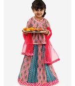 pink BELA PEPLUM CHOLI WITH KALIDAAR LEHENGA