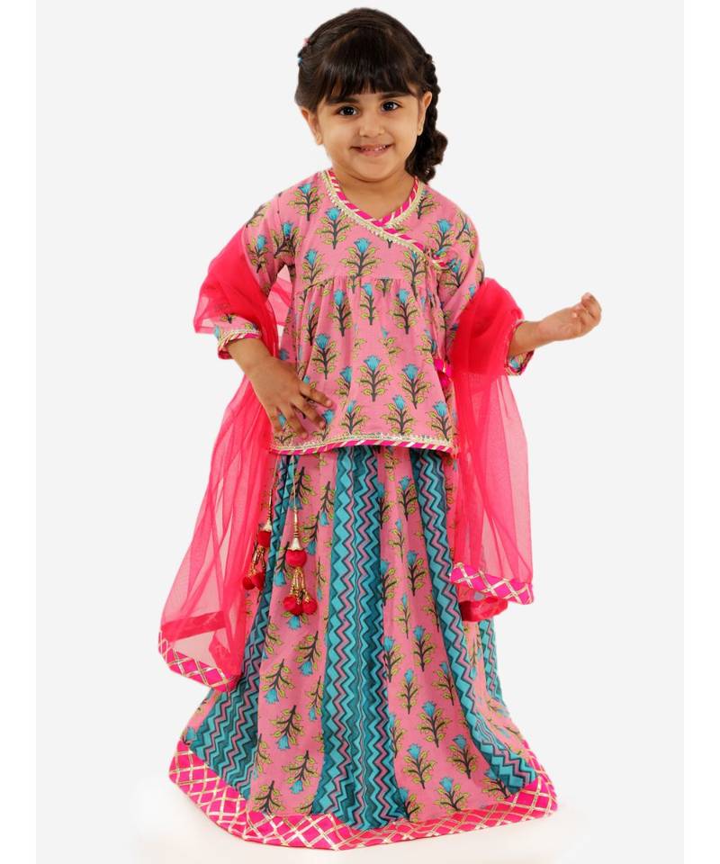 pink BELA PEPLUM CHOLI WITH KALIDAAR LEHENGA