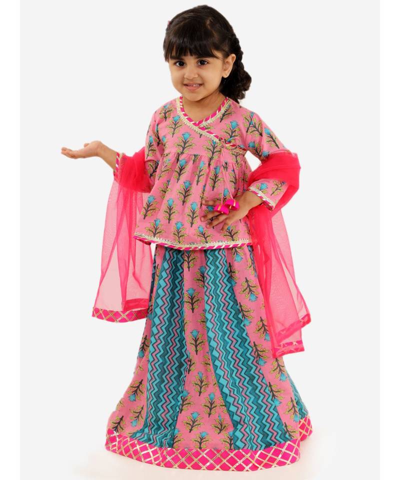 pink BELA PEPLUM CHOLI WITH KALIDAAR LEHENGA