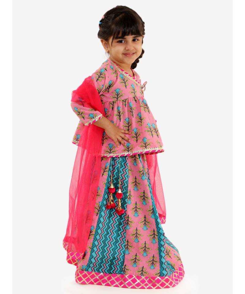 pink BELA PEPLUM CHOLI WITH KALIDAAR LEHENGA