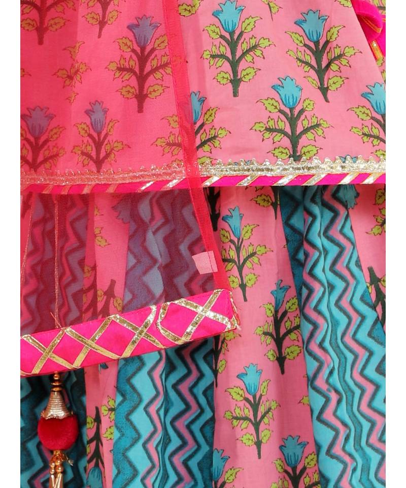 pink BELA PEPLUM CHOLI WITH KALIDAAR LEHENGA