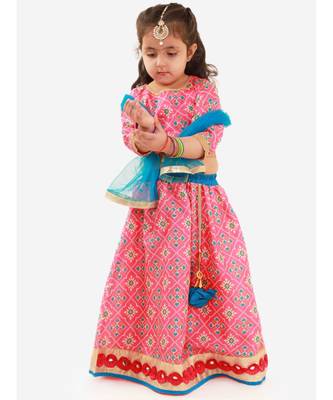 pink PATOLA PRINT LEHENGA CHOLI 1