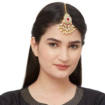 Gold Plated Kundan Maang Tikka 1