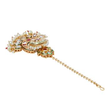 Gold Plated Kundan Maang Tikka 4