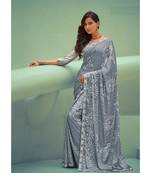 Grey woven georgette saree with blouse
