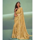Yellow woven georgette saree with blouse