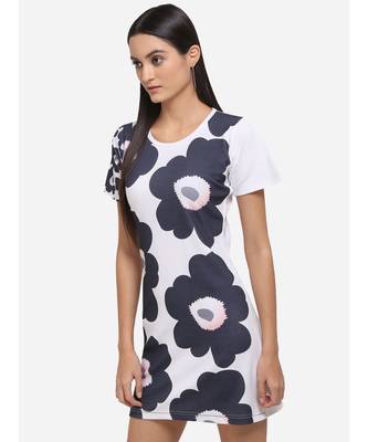 Big Flower Motif Black And White Short Tunic 3