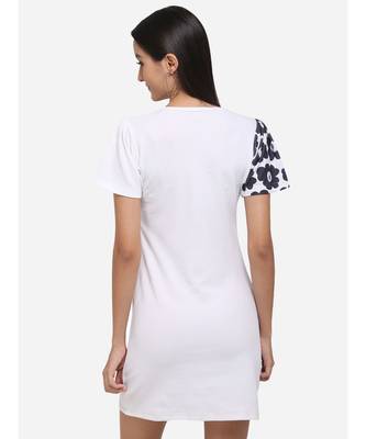 Big Flower Motif Black And White Short Tunic 5