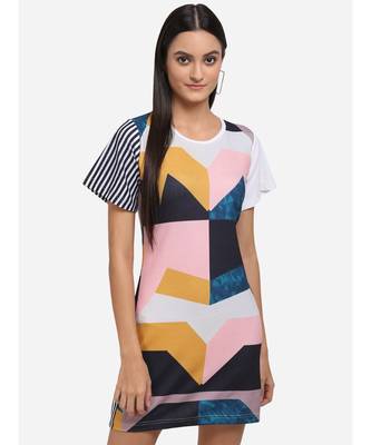 Abstract Printed White Short Tunic 2