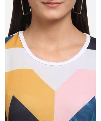 Abstract Printed White Short Tunic 4
