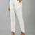 Women's White Cotton Solid Straight Trouser Pant