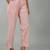 Women's Red Cotton Striped Printed Straight Trouser Pant