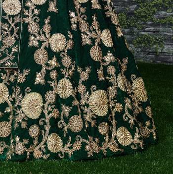 Green embroidered art silk semi stitched lehenga 4