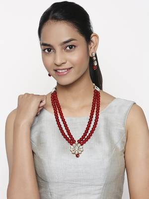 Red pearl necklace-sets 1