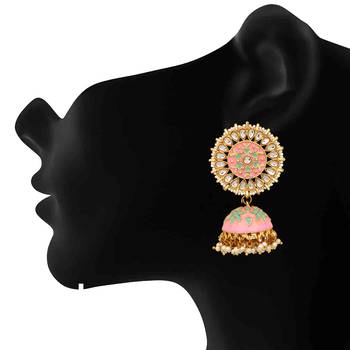 Pink pearl jhumkas 2