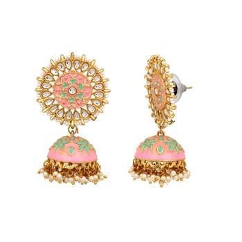 Pink pearl jhumkas 3