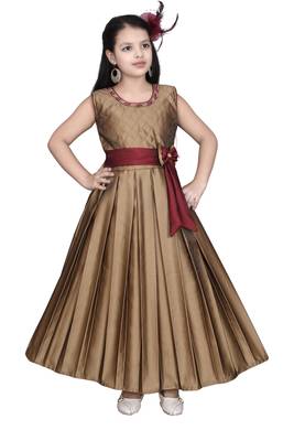Gold plain satin kids-girl-gowns 1
