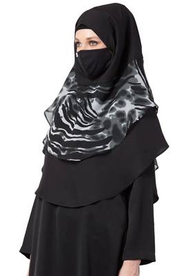 3 Pcs Set : Hijab, Under Hijab Cap & Mask 2