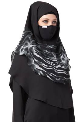 3 Pcs Set : Hijab, Under Hijab Cap & Mask 3