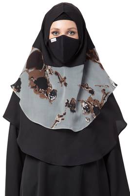 3 Pcs Set : Hijab, Under Hijab Cap & Mask 1