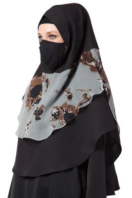 3 Pcs Set : Hijab, Under Hijab Cap & Mask 2