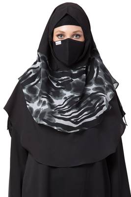 3 Pcs Set : Hijab, Under Hijab Cap & Mask 1
