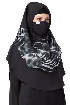 3 Pcs Set : Hijab, Under Hijab Cap & Mask 3