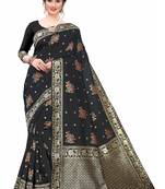 Black Woven Jacquard Saree With Blouse