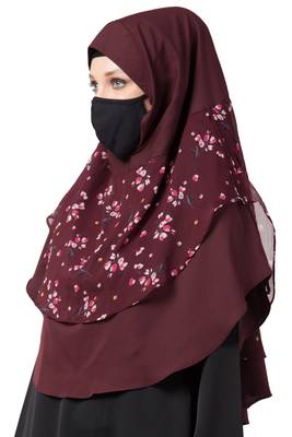 3 Pcs Set : Hijab, Under Hijab Cap & Mask 2