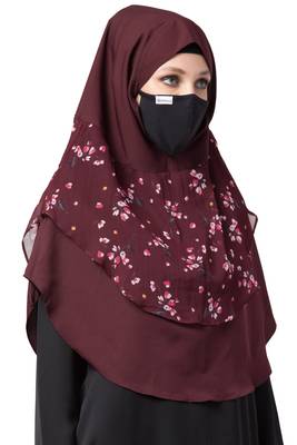 3 Pcs Set : Hijab, Under Hijab Cap & Mask 3