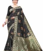 Black Woven Jacquard Saree With Blouse