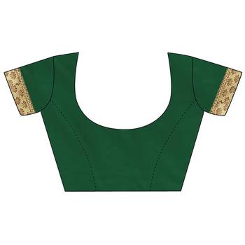 Green printed silk blend saree with blouse 2