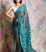 Grey woven blended cotton saree 