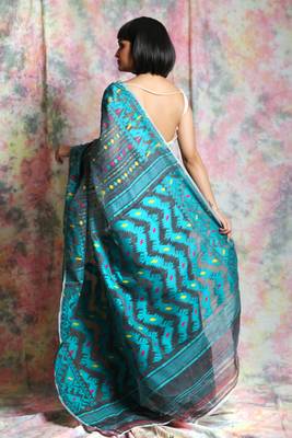 Grey woven blended cotton saree  3