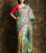 Light green woven blended cotton saree 