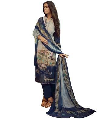 Blue floral print crepe salwar 1