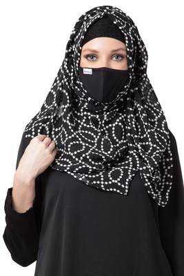 3 Pcs Set : Hijab, Under Hijab Cap & Mask 5