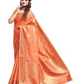 Orange colour cotton silk saree with running blouse