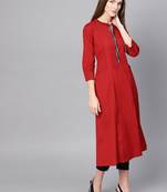 Pinksky Red woven cotton ethnic-kurtis