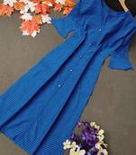 Blue plain cotton cotton-kurtis