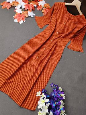 Orange plain cotton cotton-kurtis 1
