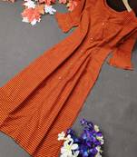Orange plain cotton cotton-kurtis