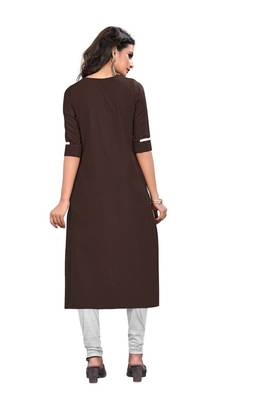Coffee embroidered rayon long-kurtis 5