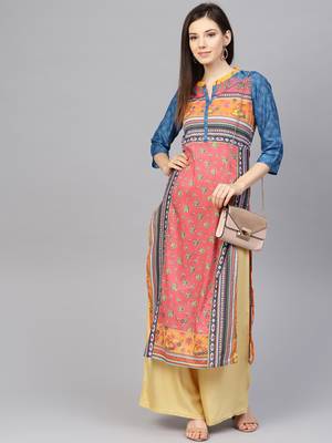 Pinksky Pink woven cotton ethnic-kurtis 4