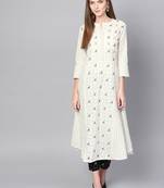 Pinksky White woven cotton ethnic-kurtis