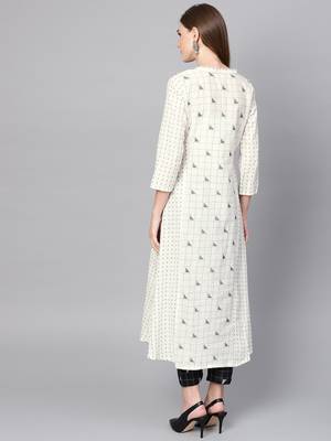 Pinksky White woven cotton ethnic-kurtis 2