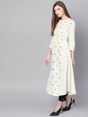 Pinksky White woven cotton ethnic-kurtis 3