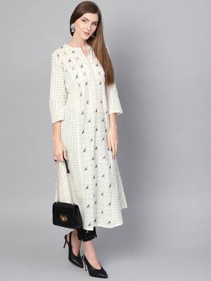 Pinksky White woven cotton ethnic-kurtis 4