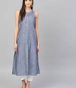 Pinksky Blue woven cotton ethnic-kurtis